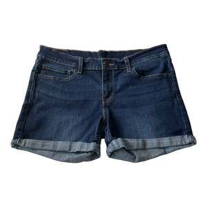 Levis Womens Jean Shorts Size 31 Mid Rise Cuffed Stretch Denim Blue Jean Shorts